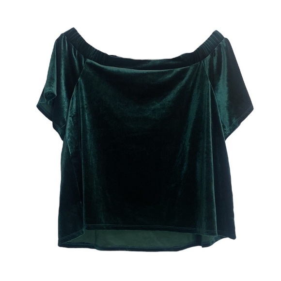 ONE CLOTHING LOS ANGELES VELVET GREEN OFF THE SHOULDER TOP SIZE LARGE - Picture 4 of 4